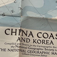 1953 National Geographic Magazine Paper Map China Coast And Korea Vintage