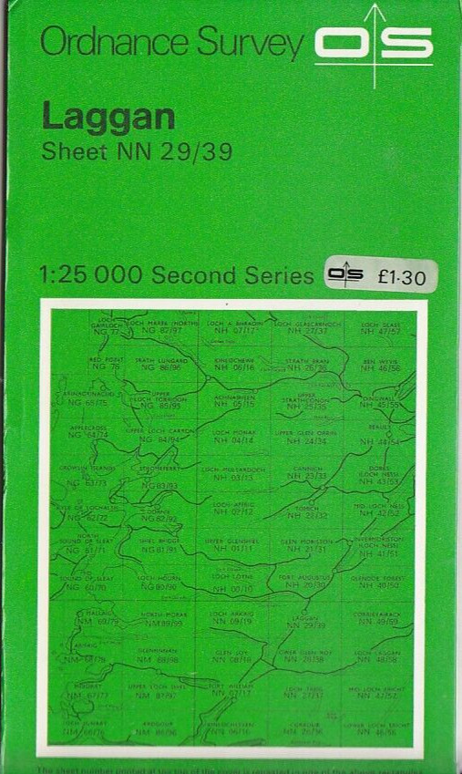 Ordnance Survey (OS) 1:25,000 Pathfinder Map Sheet NN 29/39 Laggan