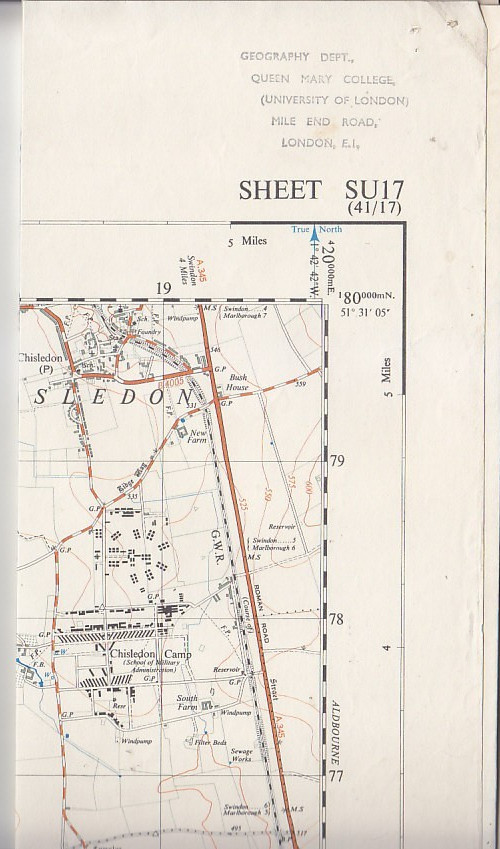 Ordnance Survey Map 1:25,000 First Series Sheet SU 17 Marlborough Downs