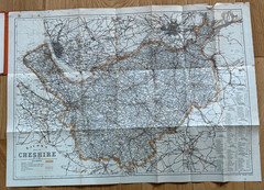 Bacon’s county map of Cheshire, early 1900s vintage
