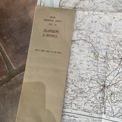 Vintage Survey of Great Britain “One Inch” Map – Glasgow – c1925