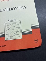 Vintage Ordnance Survey Map 7th series One Inch Cloth Mounted Llandovery