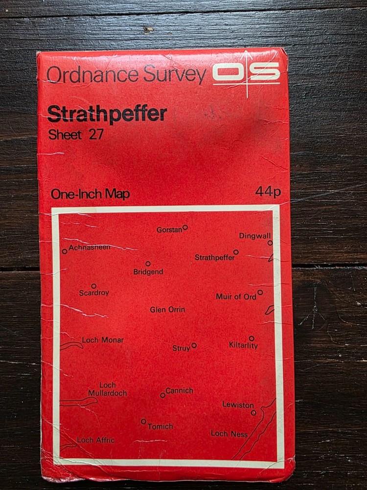 Vintage OS Ordnance Survey 1″ map – Sheet 27 Strathpeffer – 1968 edition
