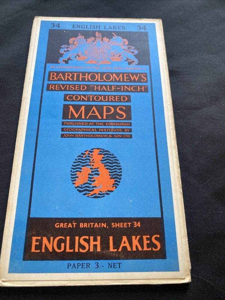 English Lakes Bartholomew Revised Half Inch contoured Paper Map #34 (1277)