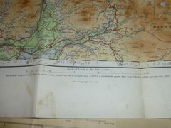 Vintage ORDNANCE SURVEY ROAD MAP OF CAERNARVON, BANGOR & COLWYN BAY 1928.