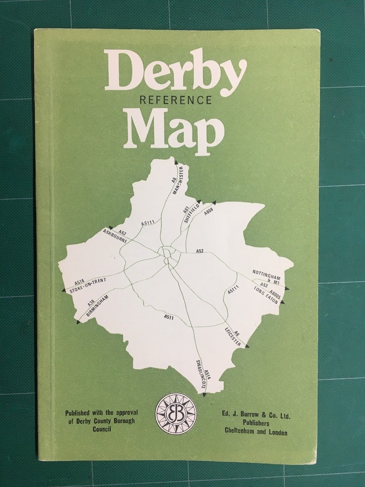 Ed J Burrow Derby Reference Map circa 1972