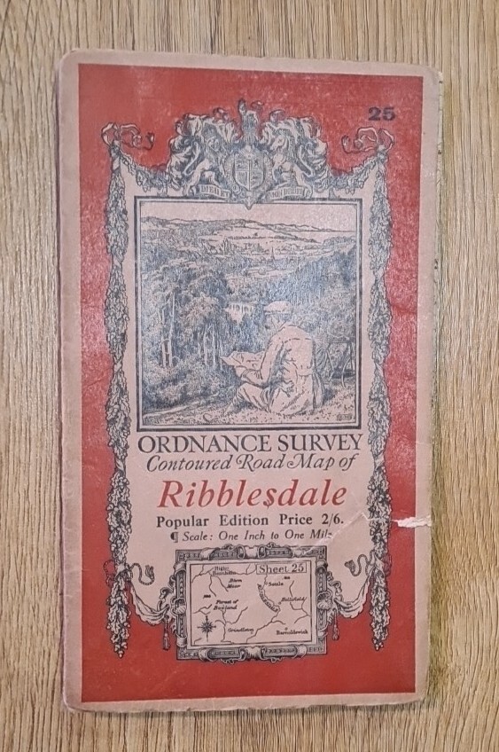 Vintage Ribblesdale Ordnance Survey 1 Inch Cloth Map 1930.s