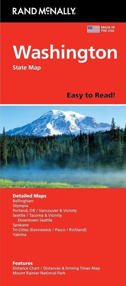 Rand McNally Easy to Read: Washington State Map Mass Market Paperbound