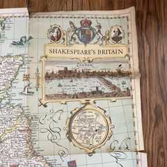 Vintage National Geographic Map Shakespeare’s Britain May 1964