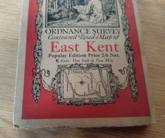 1931 Ordnance Survey 1 Inch To 1 Mile Contoured Road Map, #117 East Kent, Cloth
