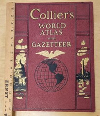 1937 Colliers World Atlas and Gazetteer Hardcover Pre World War II Maps Vintage