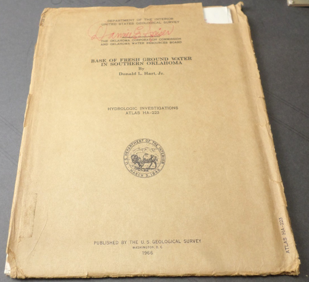 1966 USGS Base of Fresh Ground Water in Southern Oklahoma Atlas HA-223, 2 Maps