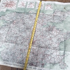 Vintage 1920s Geographia Road Map England & Wales South Sheet Cloth-Backed Linen