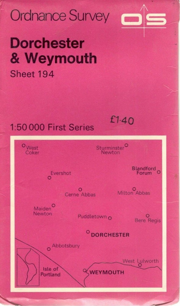 DORCHESTER WEYMOUTH No 194 1974 39789 1.500 000 First Series Ordnance Survey Map