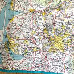 1965 Large ESSO Road Map of Northern England Historic Map incl Newcastle, York