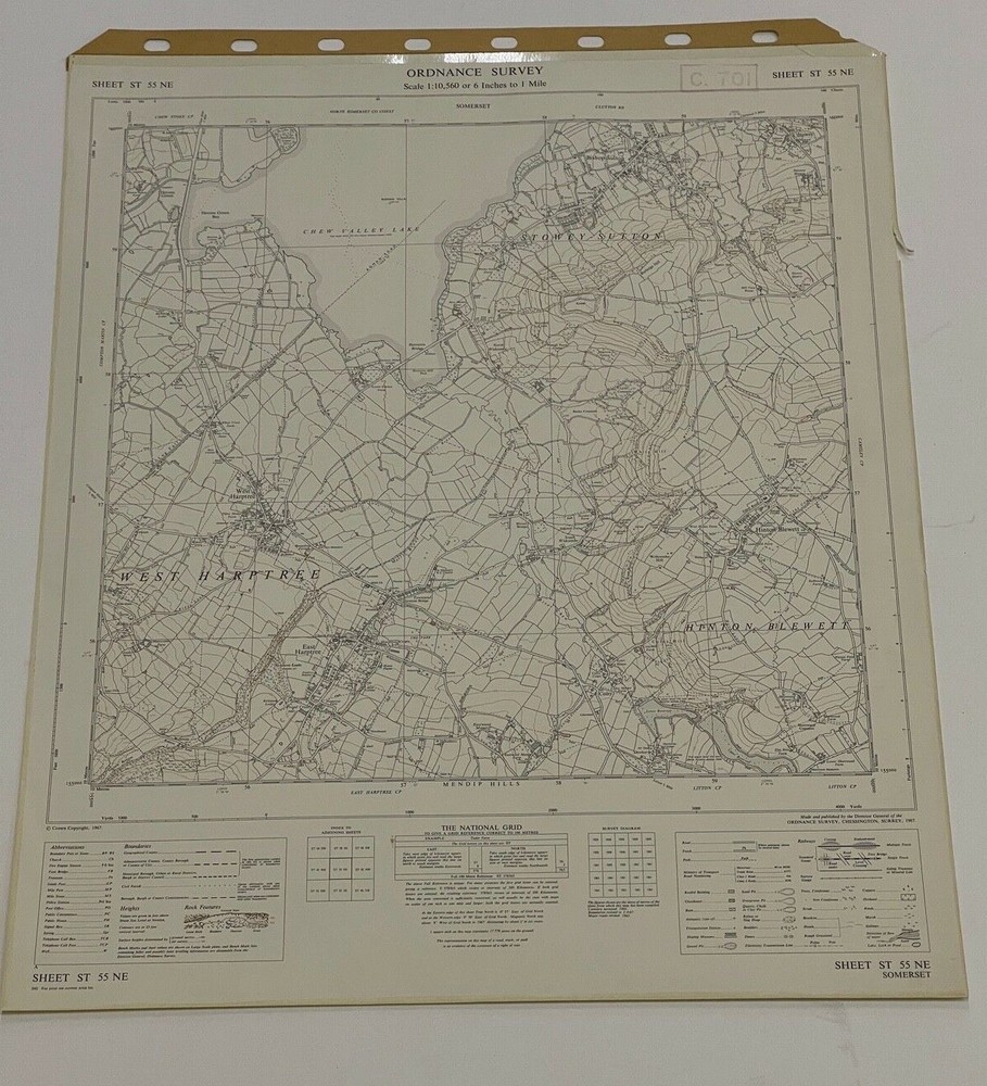 OS, 6 Inch to 1 Mile Map, sheet ST 55 NE, Somerset, West Harptre area, 1992
