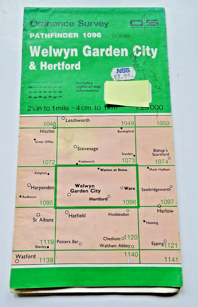 Ordnance Survey Map – Pathfinder 1096 – Welwyn Garden City – 2.5″ to 1m – 1987