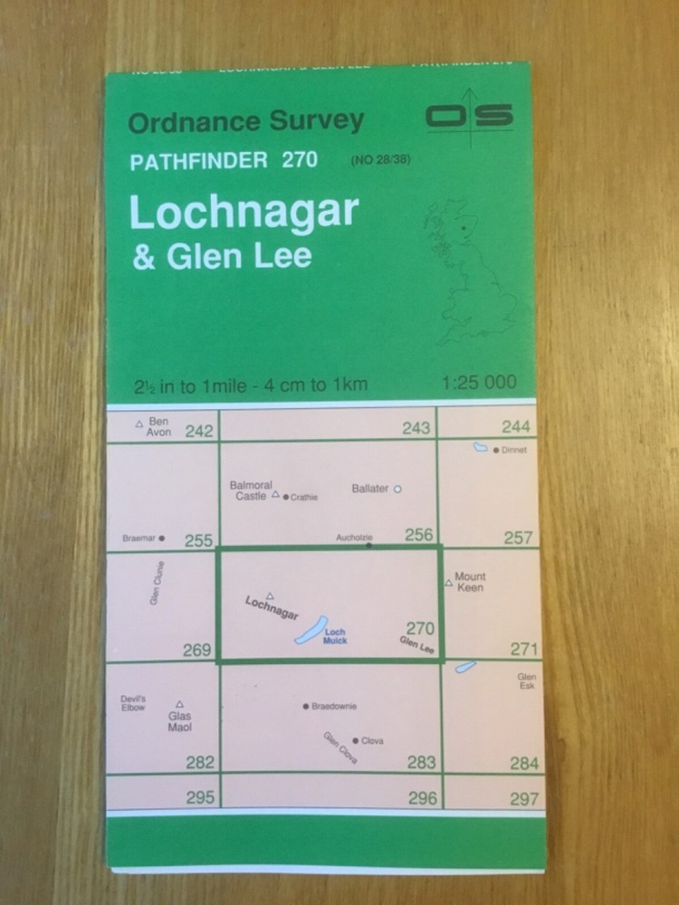 1976 Ordnance Survey Pathfinder Map 270 NO 28/38 Lochnagar and Glen Lee