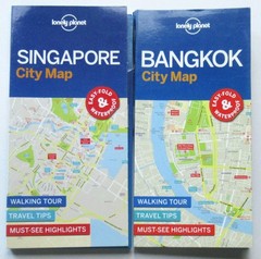 Lot of 2 Lonely Planet Maps Singapore City & Bangkok City 2017 PB w/Slipcase VG