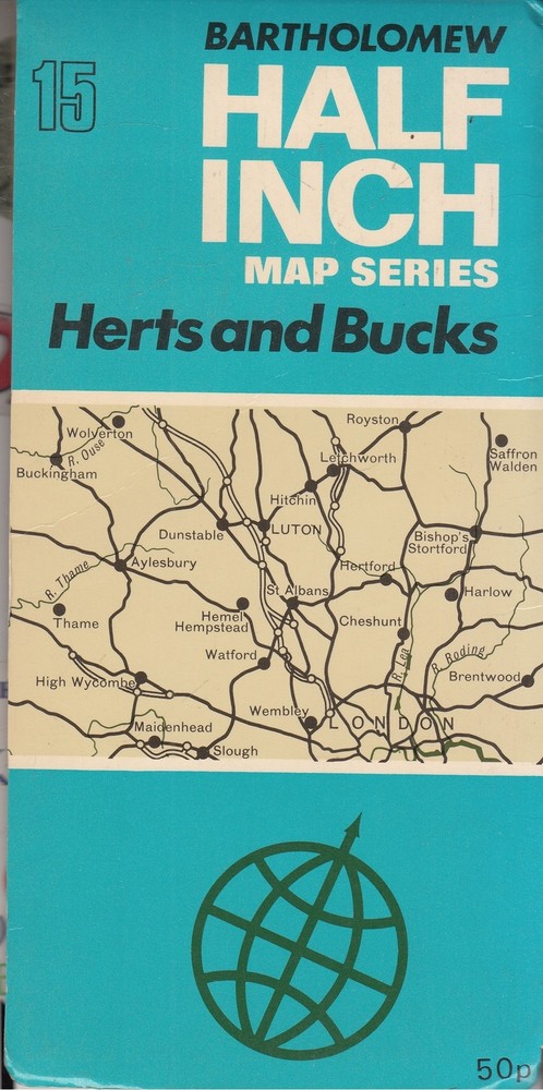 15 Herts and Bucks Bartholomew Half Inch Map Se… – Bartholomew – Good – Map