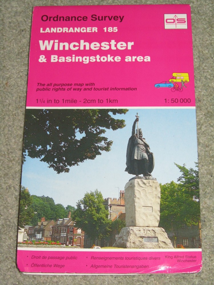 OS Ordnance Survey Landranger Map Sheet 185 Winchester & Basingstoke area – 1995