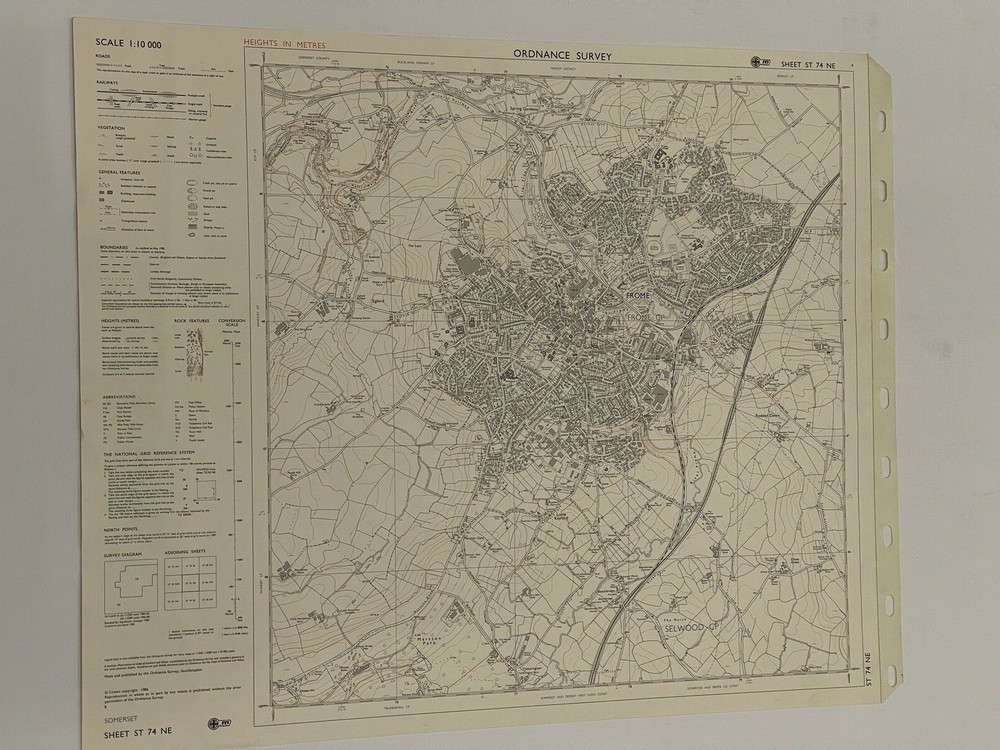 OS, 6 Inch to 1 Mile Map, sheet ST 74 NE, Somerset, Frome area, 1986