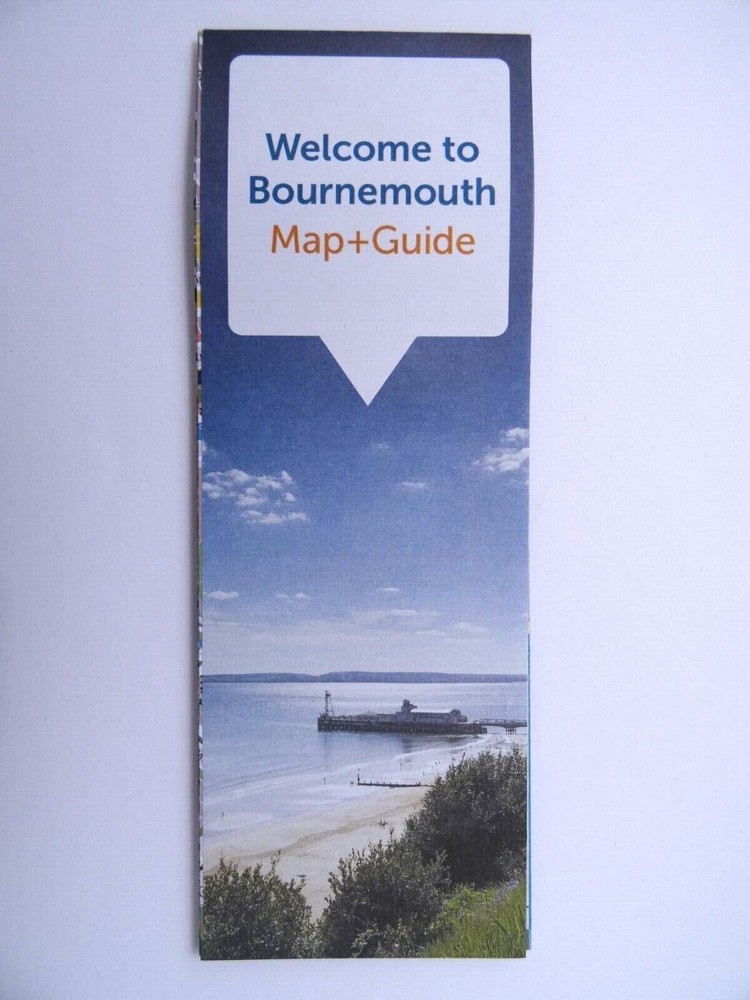 Bournemouth Street Map & Guide. Pocket-sized. Fold-out 60x42cm. 2018.Attractions