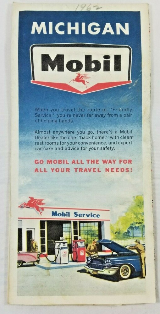1962 SOCONY Mobil Oil Company Map of Michigan USA