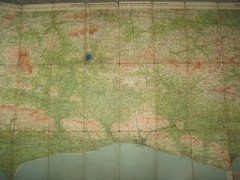 Bartholomews Revised Half Inch Map: sheet 32 Sussex – 1920s on dissected cloth