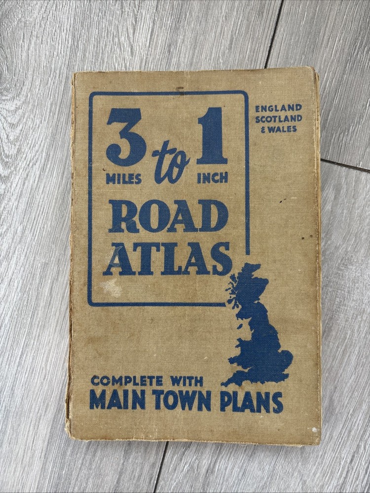 Vintage Road Atlas 1939 – 3 Miles To 1 Inch – Town Maps – England Scotland Wales