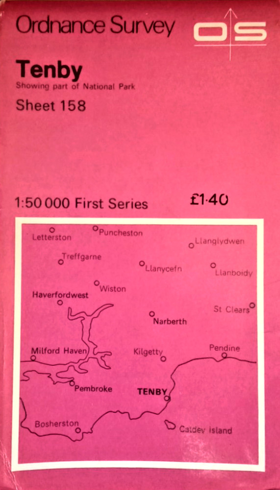 OS Ordnance Survey Landranger Map 1974, Sheet 158 – TENBY