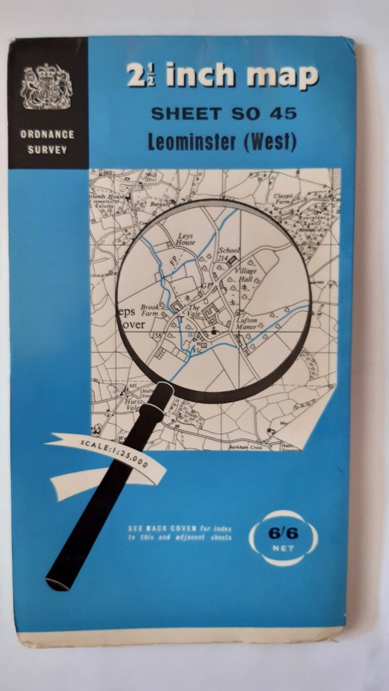 1957 Vintage OS Ordnance Survey 1:25000 First Series Map SO45 Leominster (West).