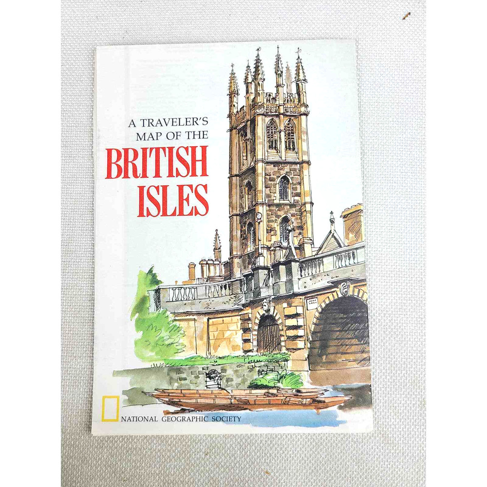 A Traveler’s Map of the British Isles by National Geographic 1974 Map (3C)