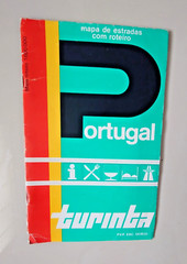 Turinta Portugal Map 1980 Road Map with Itinerary Leaflet Folding Paper