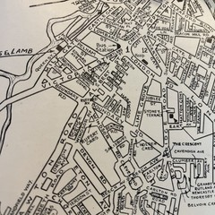 NEWARK ON TRENT – STREET Map 1950s? Advertising advice tourism Pointer map
