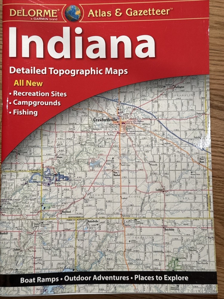 DeLorme Indiana Atlas & Gazetteer Topographic Maps Back Roads 2020 6th Edition