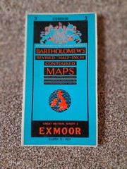 BARTHOLOMEWS CLOTH HALF-INCH CONTOURED MAP EXMOOR SHEET 3 C1960