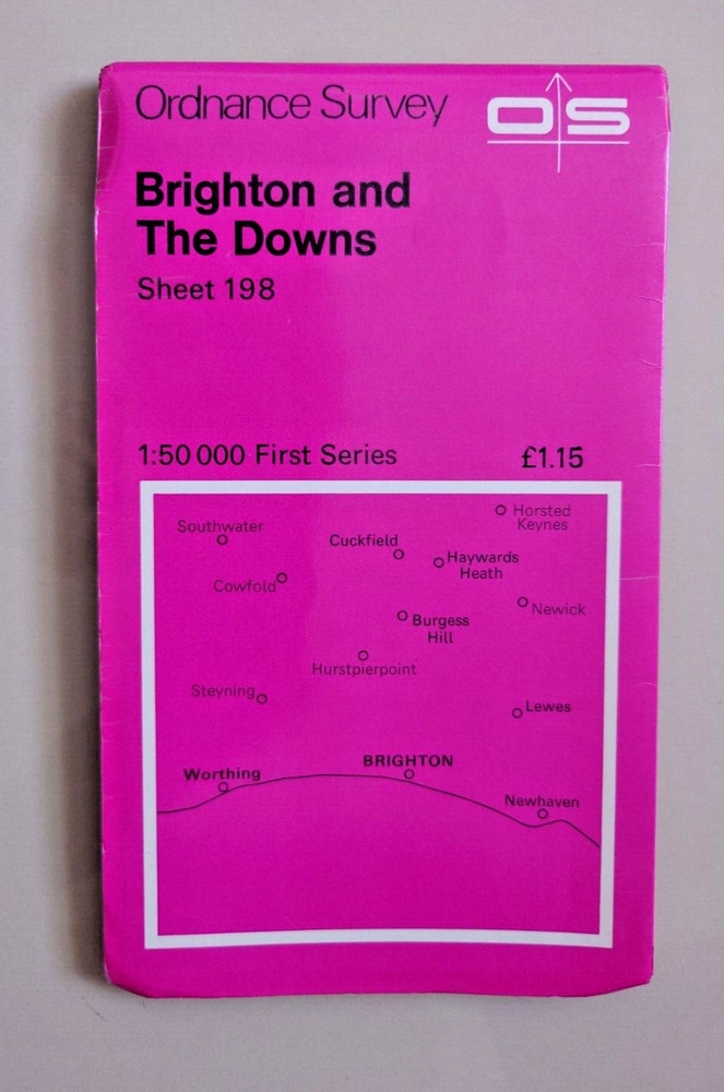 Brighton and The Downs Ordnance Survey 1:50000 Sheet 198 1st Series 1974