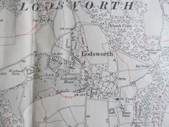 VINTAGE OS MAP OF LODSWORTH AREA SUSSEX 1913 EDITION – SIX INCHES TO ONE MILE