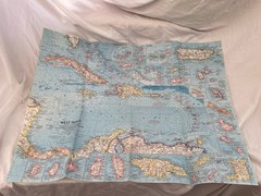 Vintage National Geographic Map West Indies December 1962