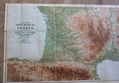 Vintage Map Bartholomew’s Contour Motoring Map FRANCE 1920s 2x Cloth backed maps