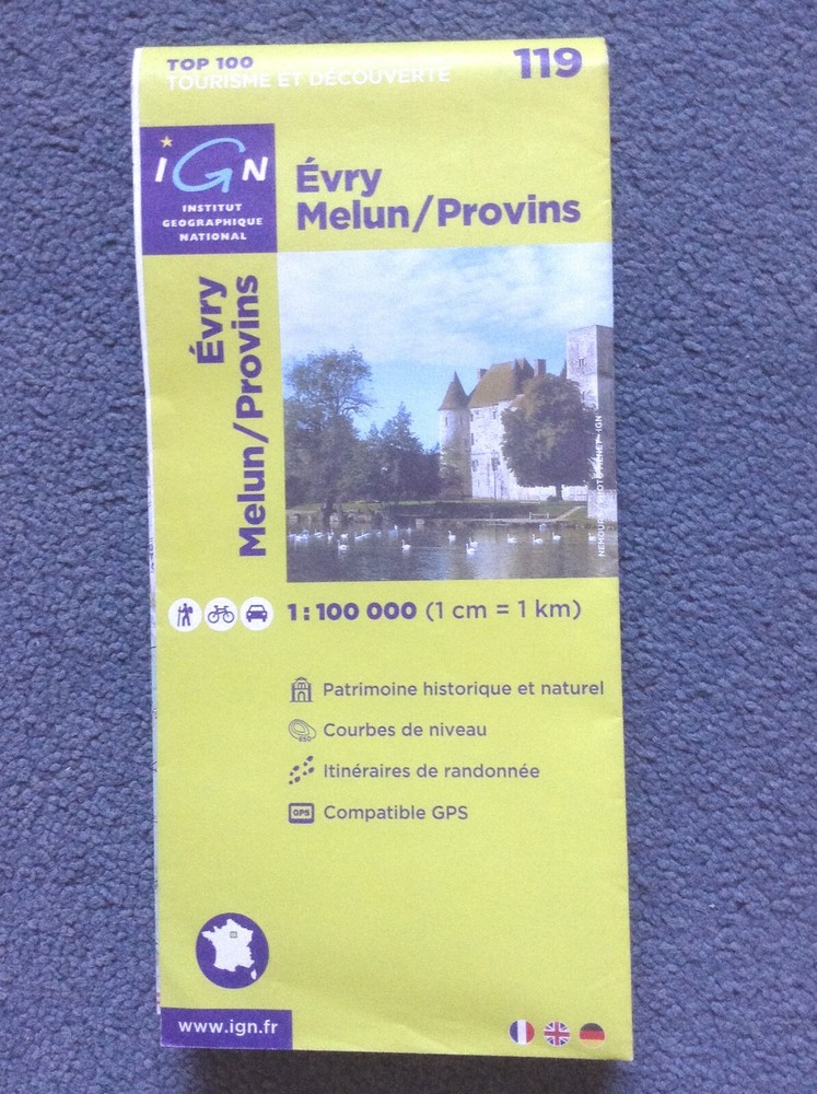 IGN Map No. 119 – EVRY MELUN / PROVINS – With Free Post