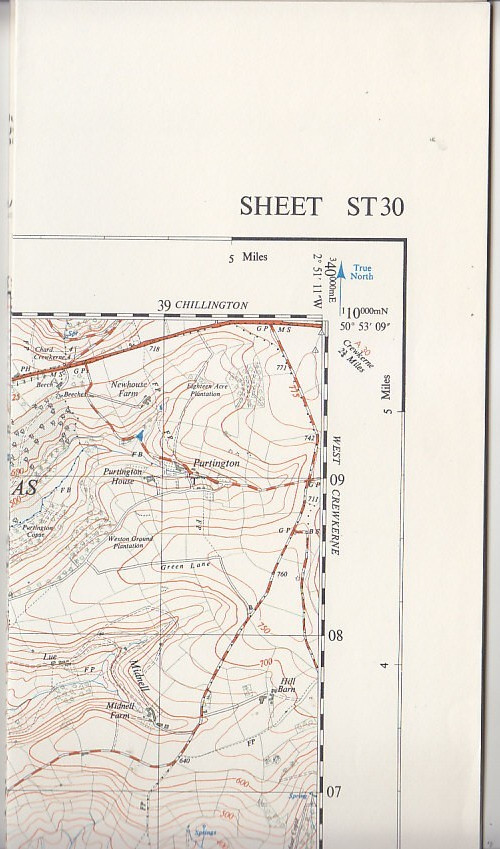 Ordnance Survey 1:25,000 First Series Map Sheet ST 30 Chard