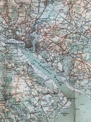 1910 Ordnance Survey Map Southampton Isle of Wight Linen Backed OS