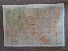 BARTHOLOMEWS CLOTH HALF-INCH CONTOURED MAP VALE OF SEVERN SHEET18 C1959