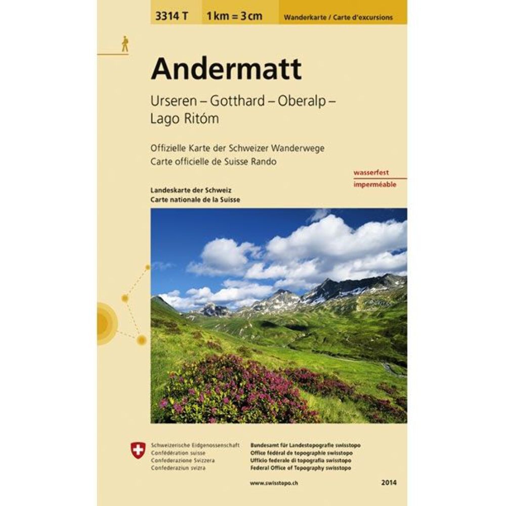 Andermatt (Switzerland) Walking Map 3314T – Urseren, Gotthard, Oberalp, and Lago