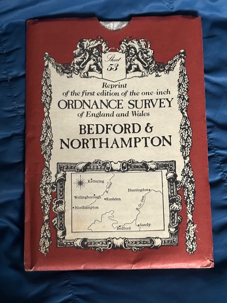 David & Charles,OS Sheet Map ,1st Edition, 1 Inch Reprint, Bedford & Northampton