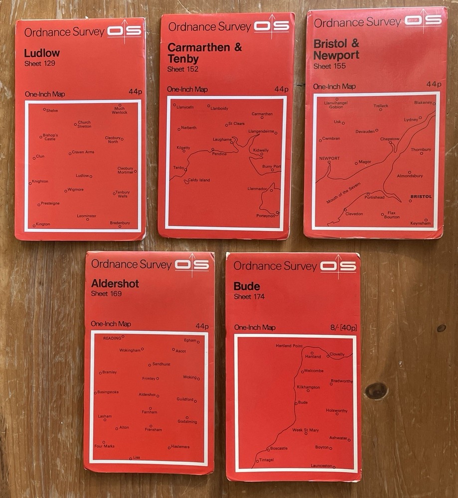 Ordnance Survey Maps BUDE ALDERSHOT BRISTOL NEWPORT LUDLOW TENBY CARMARTHEN
