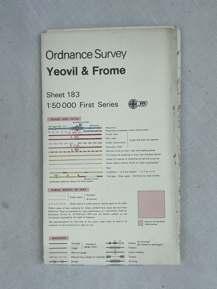 Vintage Ordnance Survey Map Sheet 183 Yeovil & Frome First Series