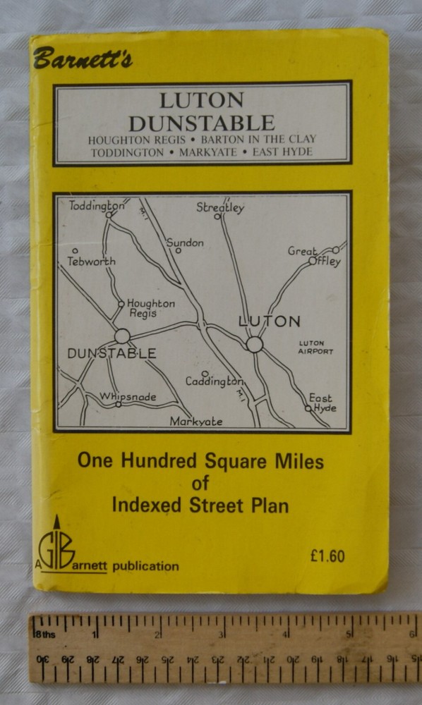 Vintage: Barnett’s Street Plan with Index, Luton dunstable, Houghton Regis, etc